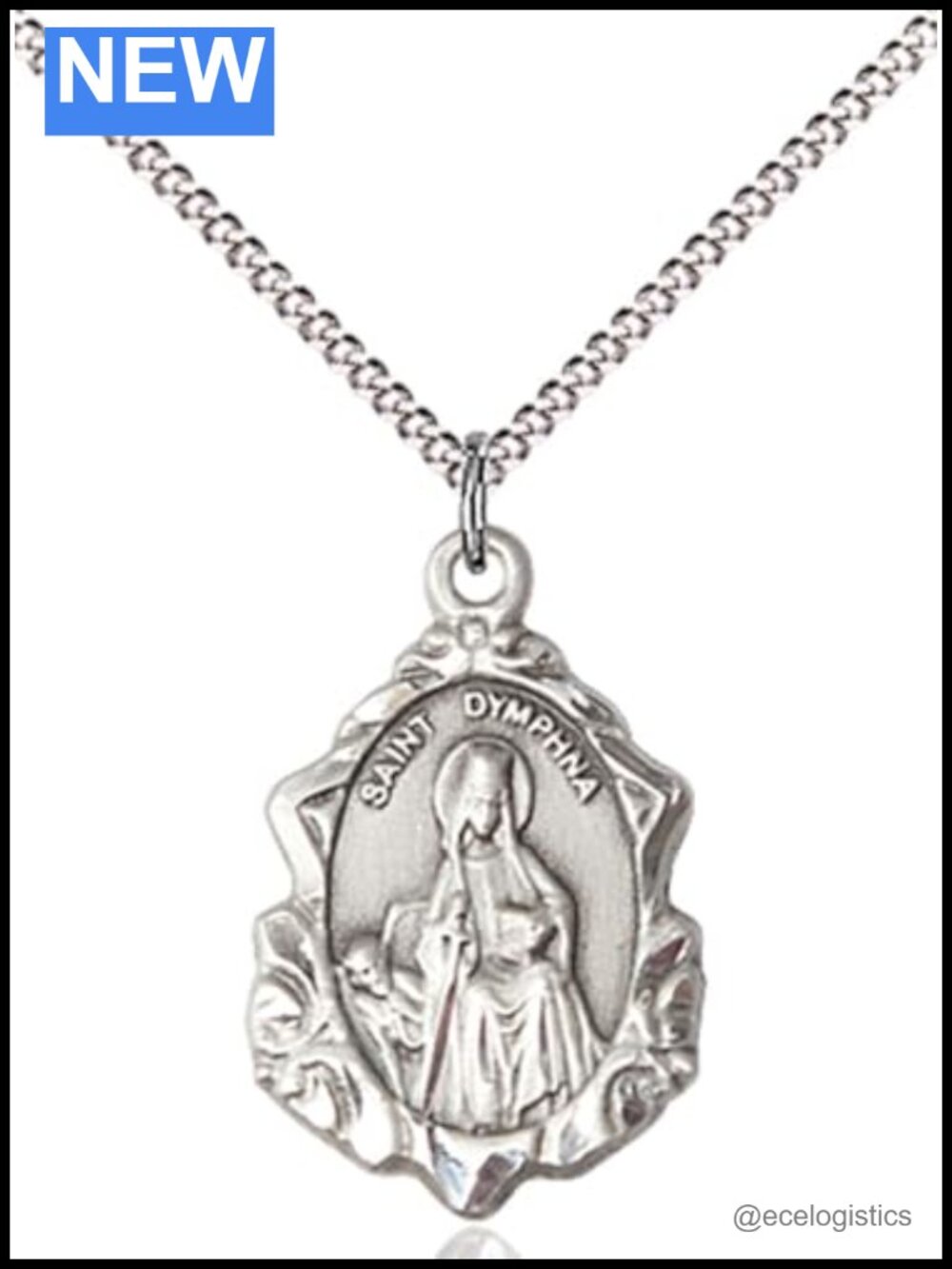 Sterling Silver St. Dymphna Pendant with Stainless Steel Chain